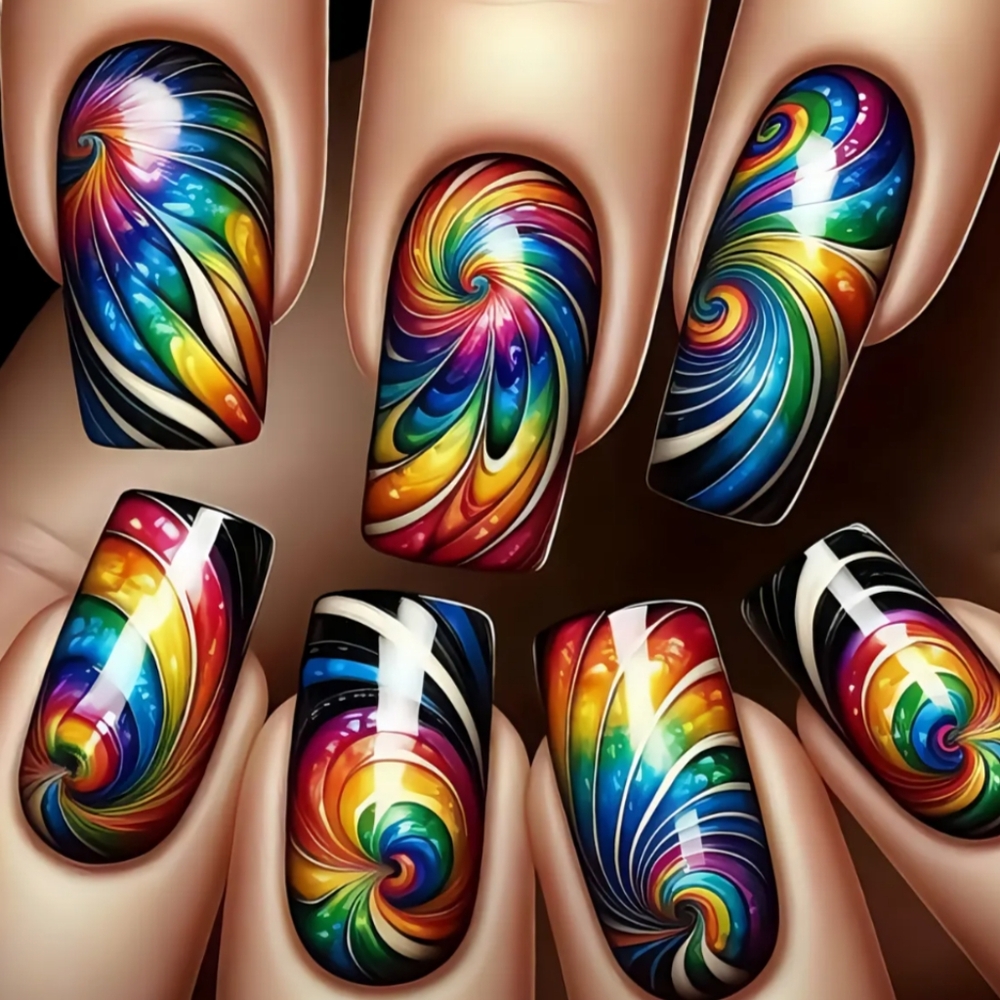 Colorful Swirl Nail Sticker Wraps